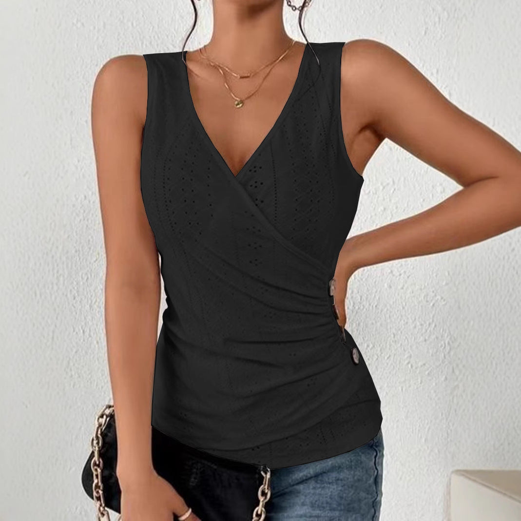 Tamara® | Women'S Sleeveless Top With Sophisticated Wrap Design And Button Detail