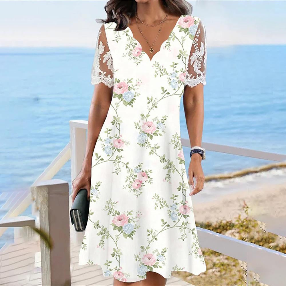 Olga® | Women'S Floral Lace Sleeve A-Line Dress