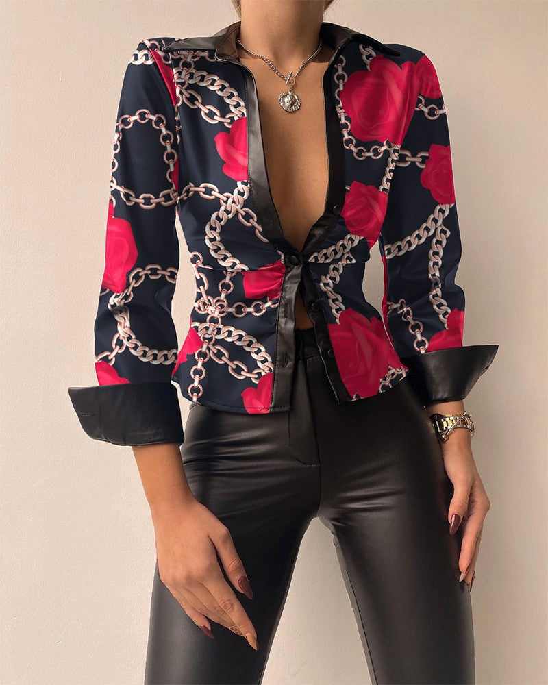 Fabiola® | Women'S Blouse With Floral Chain Pattern And Modern Cut