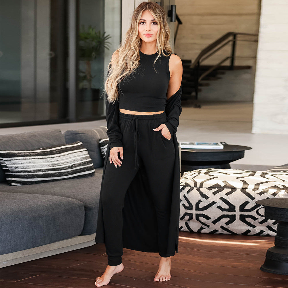 Wilma® | Women'S Comfortable Lounge Set With Long-Sleeved Jacket And Crop Top