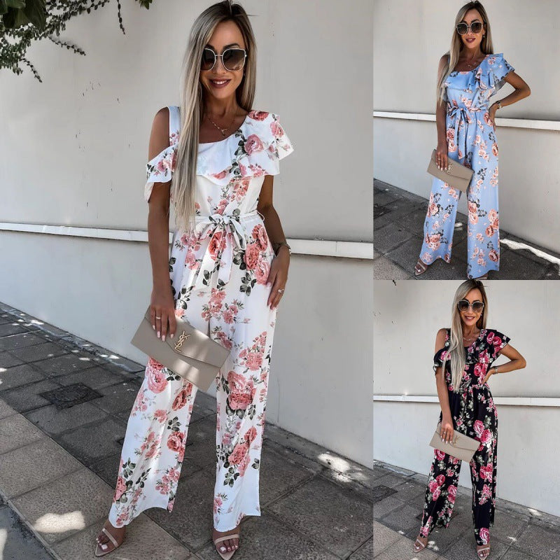 Yamel® | Women'S Floral Print Ruffle Jumpsuit