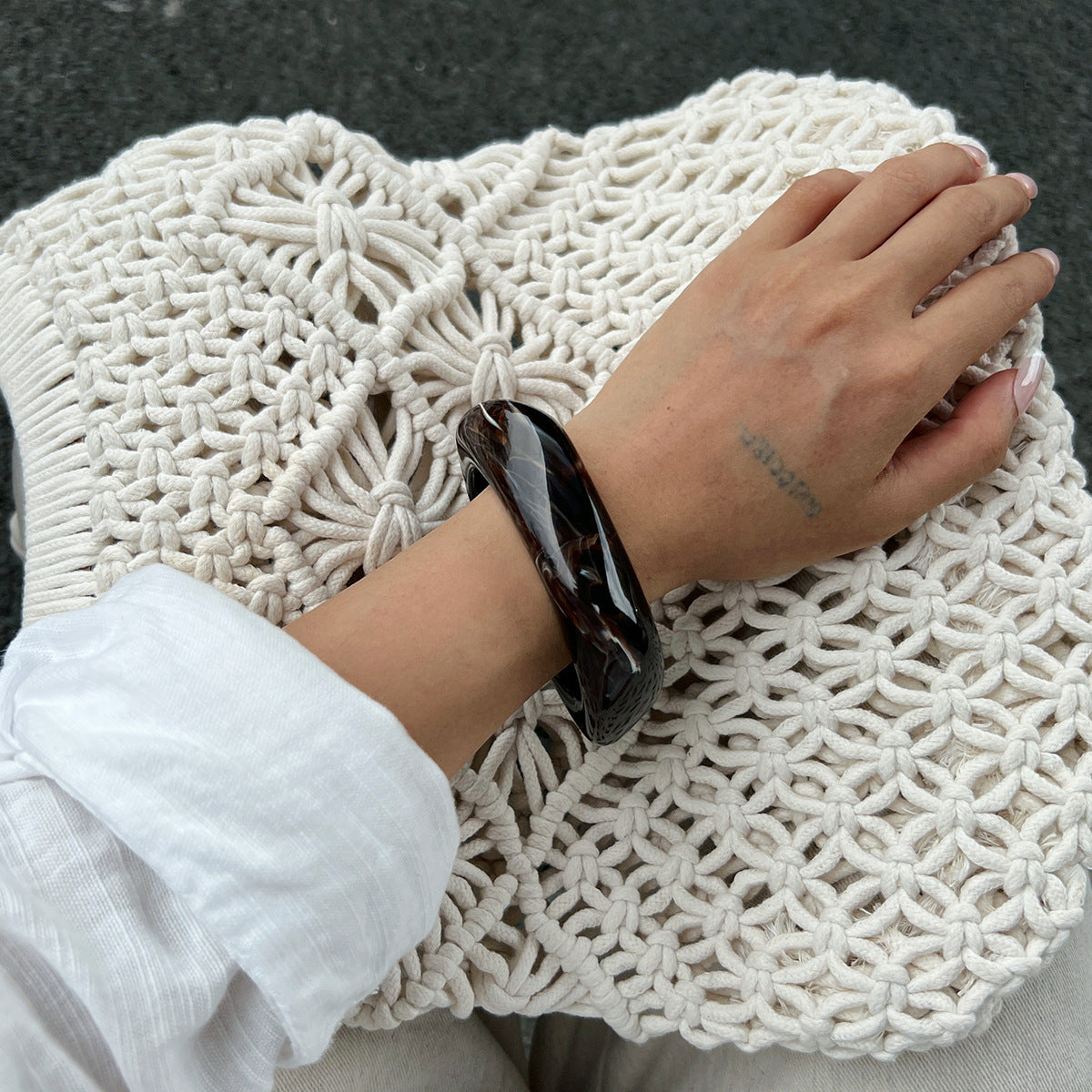 Tie Dye Acrylic Wide Curved Vintage Bracelet