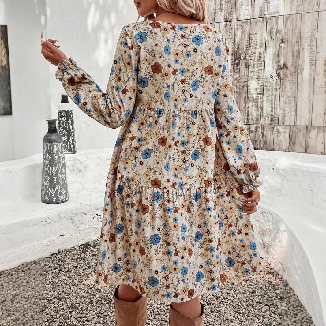 Pilar® | Women'S Floral Dress With Romantic Cut And Long Sleeves