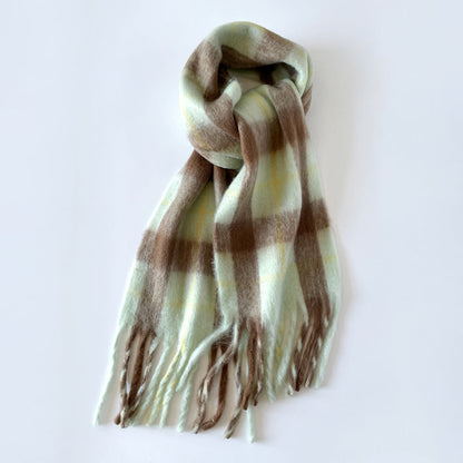 Plaid Mohair Blend Scarf