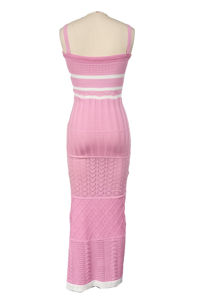 Yadira® | Knitted Maxi Dress With Slit And Cutouts