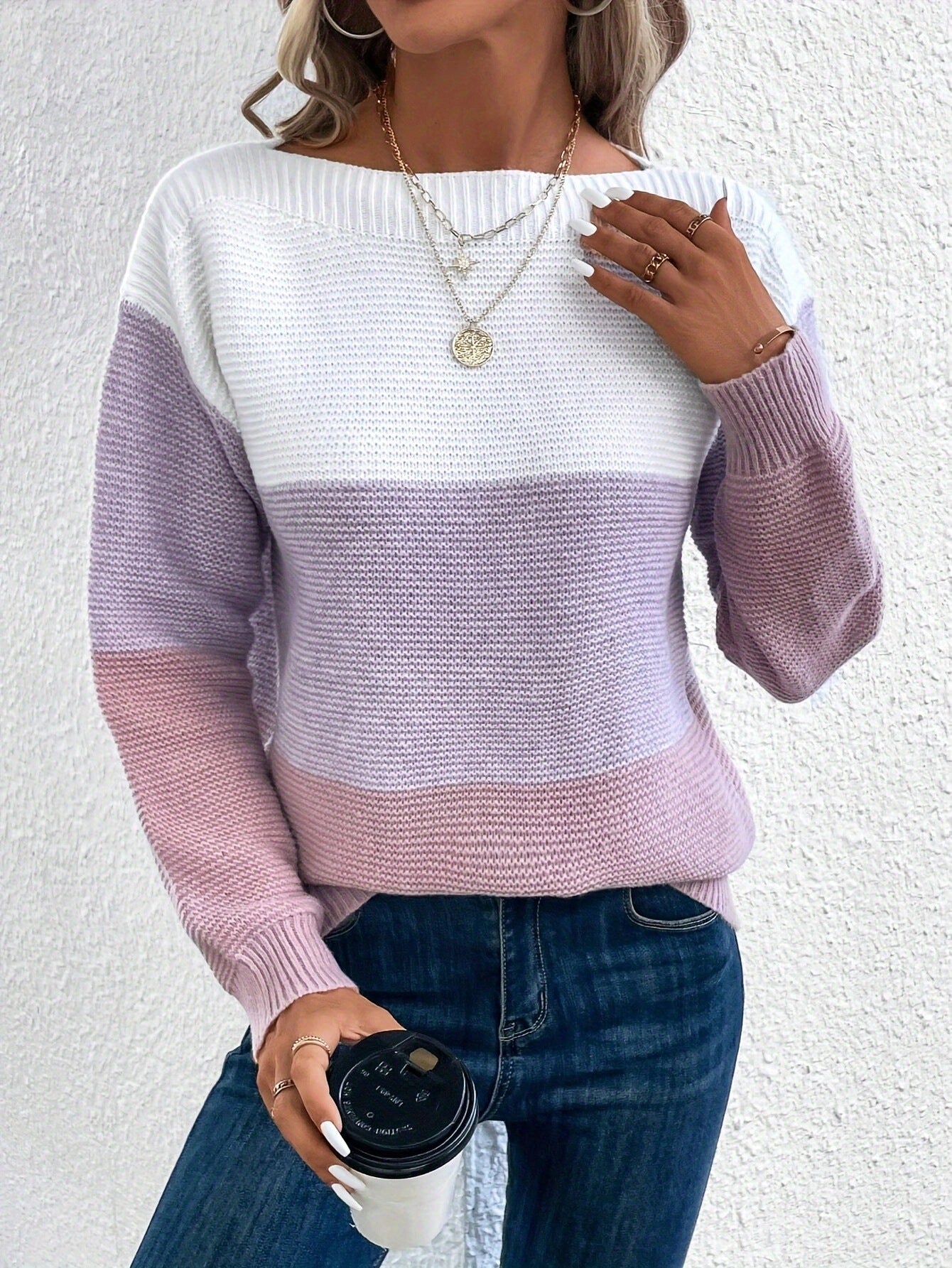 Jenni | Monochrome block stripes knit sweater
