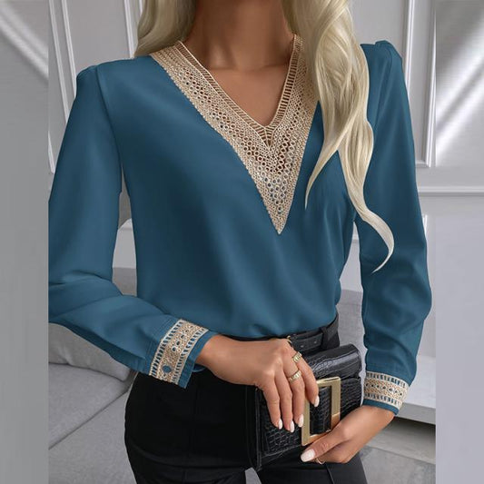 Cristina® | Women'S Blouse With Elegant Lace And V-Neck