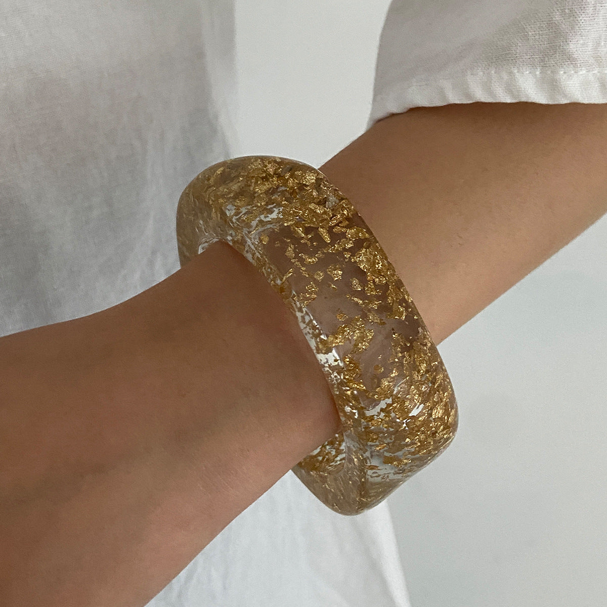 Smooth Wide Gold Foil Tie Dye Bracelet