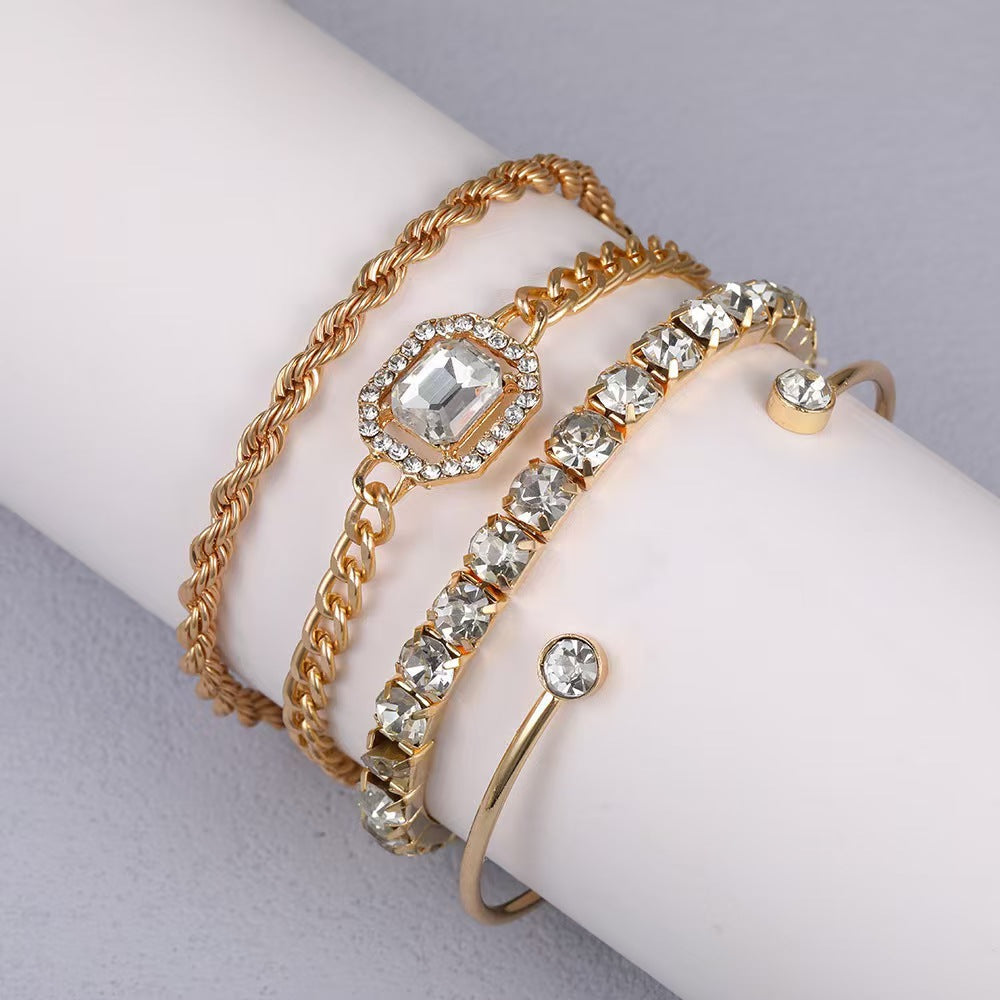 Rhinestone Heart Alloy Luxury Bracelet