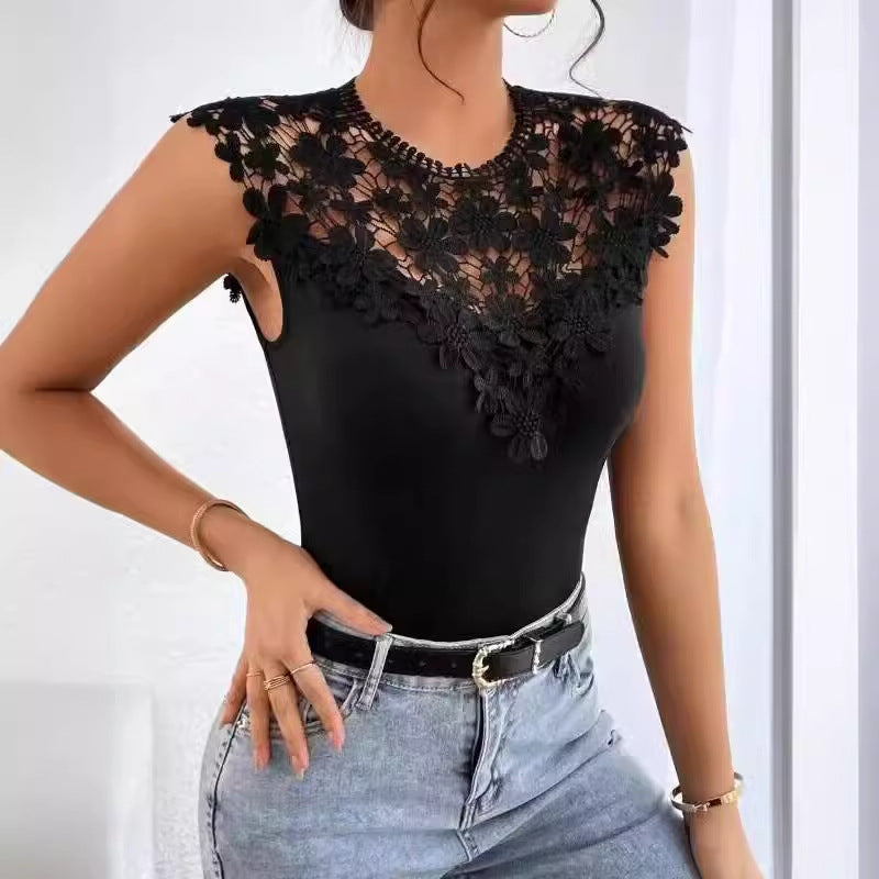 Oriana® | Women'S Bodysuit With Floral Lace Trim
