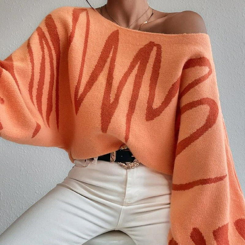 Waleska | Oversized knitted sweater with a wave pattern