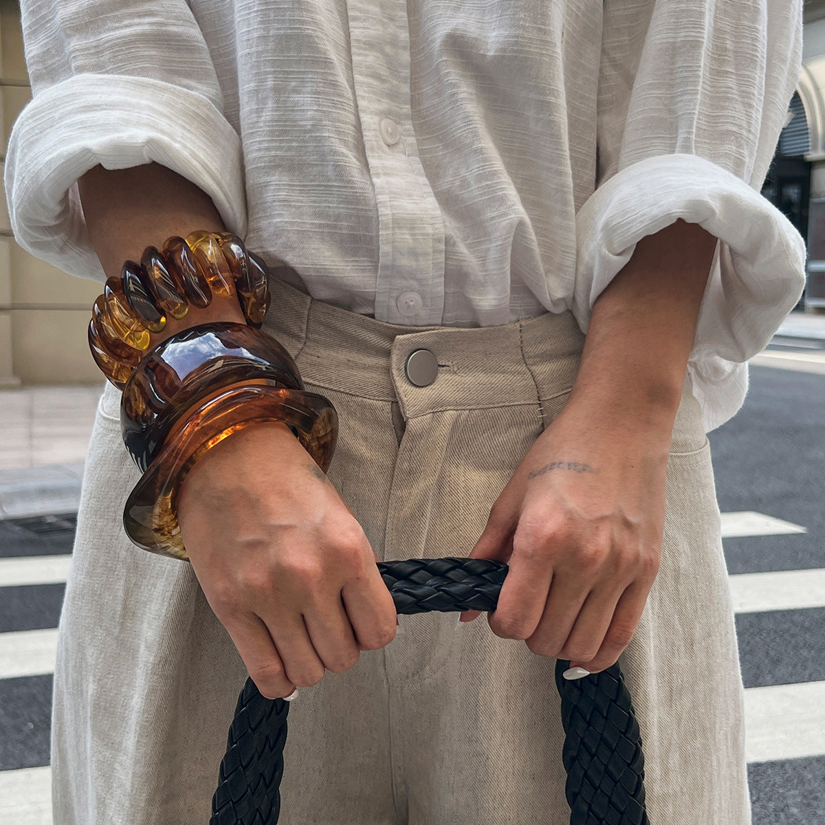Wide Marble Texture Translucent Bracelet