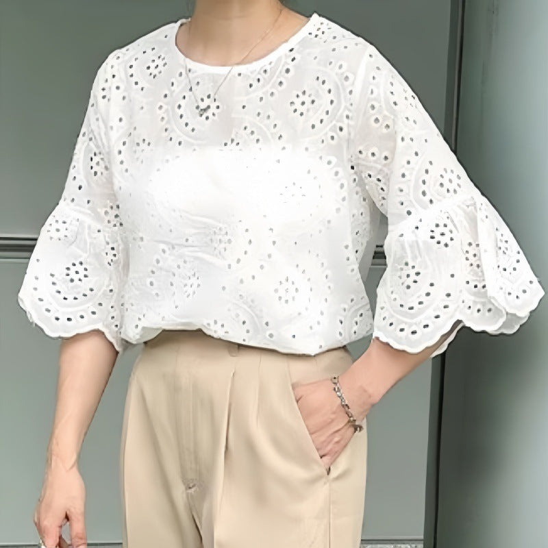 Olivia® | Women'S Eye-Hole Embroidered Blouse
