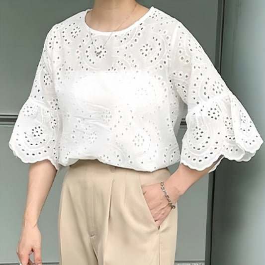 Olivia® | Women'S Eye-Hole Embroidered Blouse