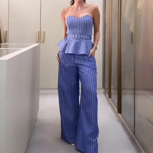 Kimberly® | Striped Tube Top And Pants Set