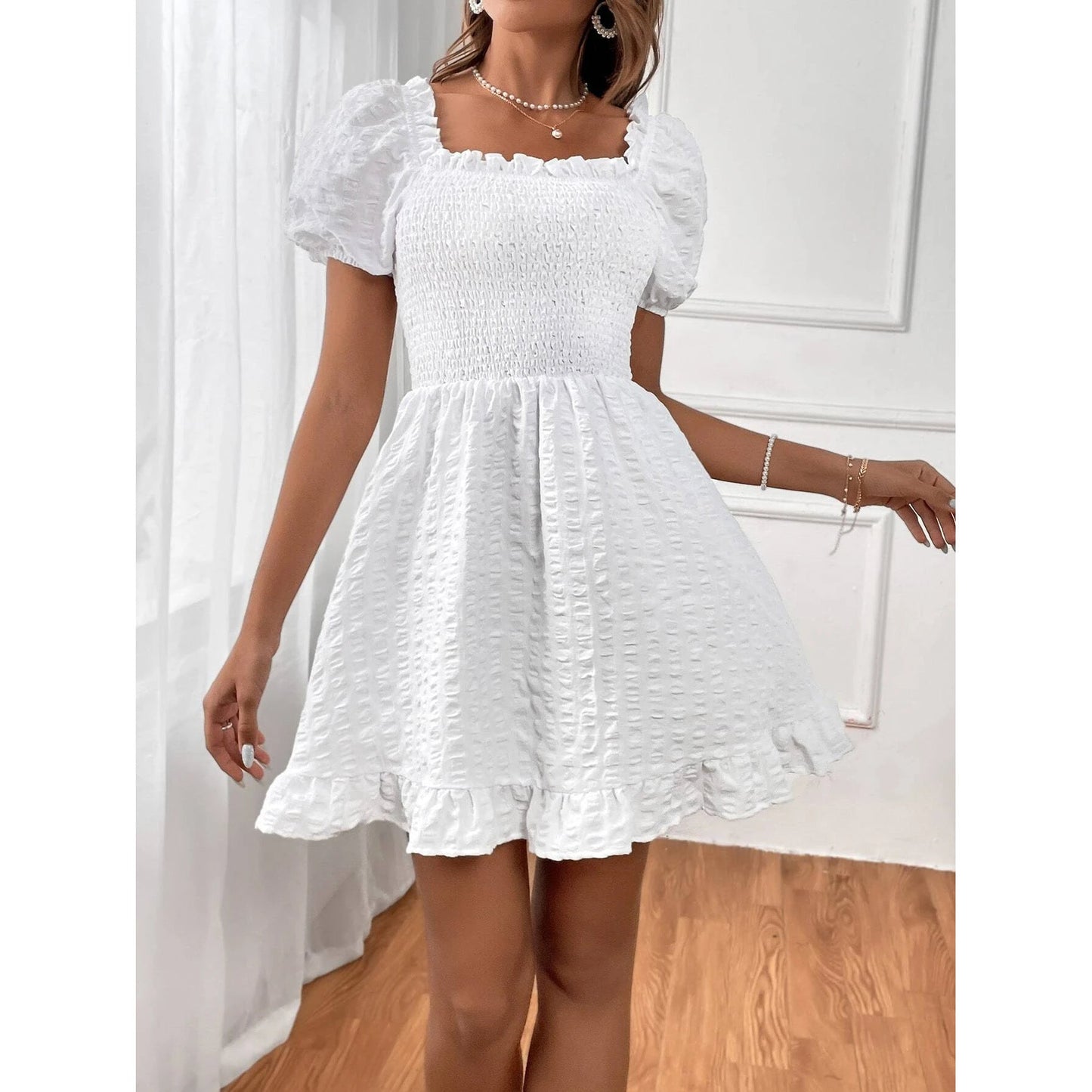 Graciela® | Women'S Beach Dress With Casual Smocked Top And Charming Ruffle Hem