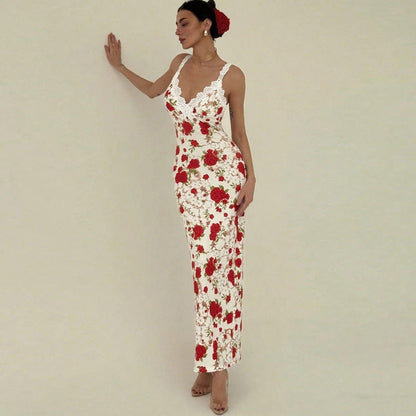 Paneled lace slip dress