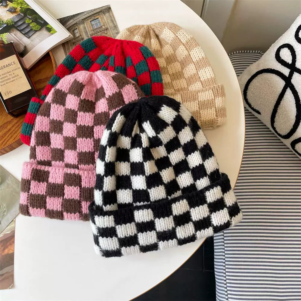 Checkered Knit Hat