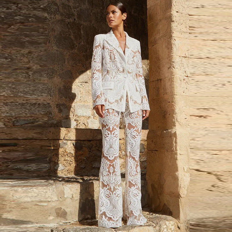 Geneva® | Blazers and hollow mesh pants for women