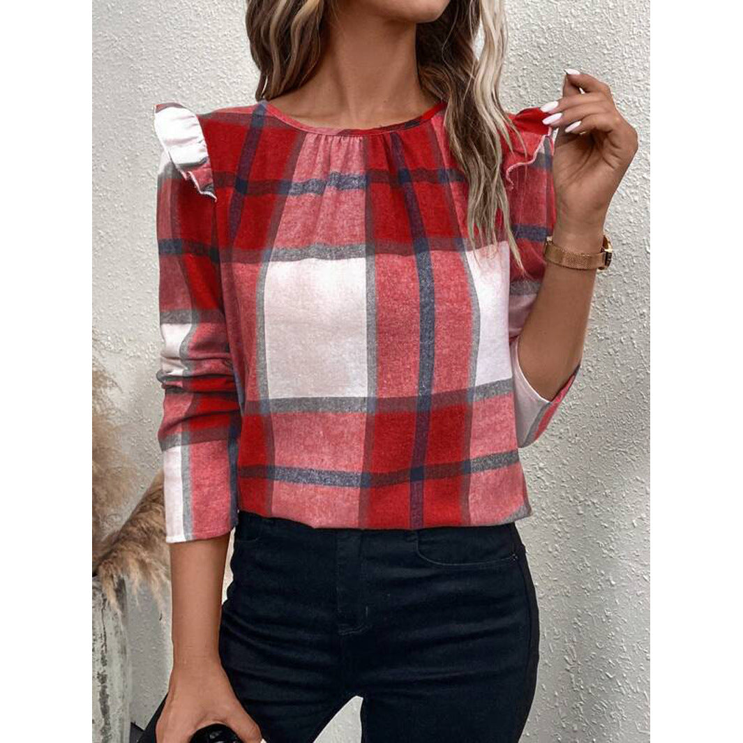 Josefa® | Women'S Blouse With Ruffle Details And Checked Pattern