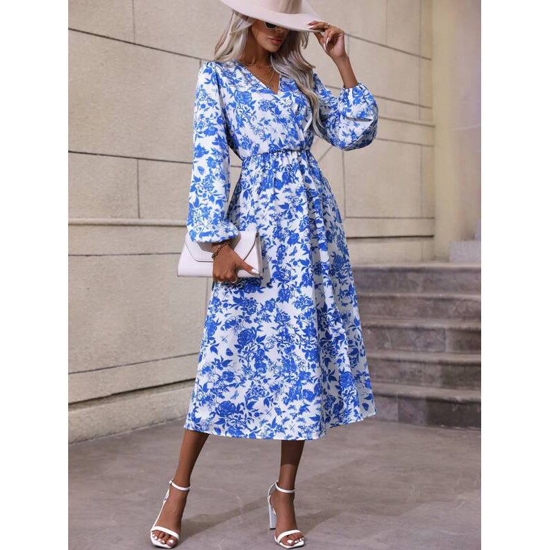 Yvonne® | Women'S Floral Design Maxi Dress With V-Neck And Waist
