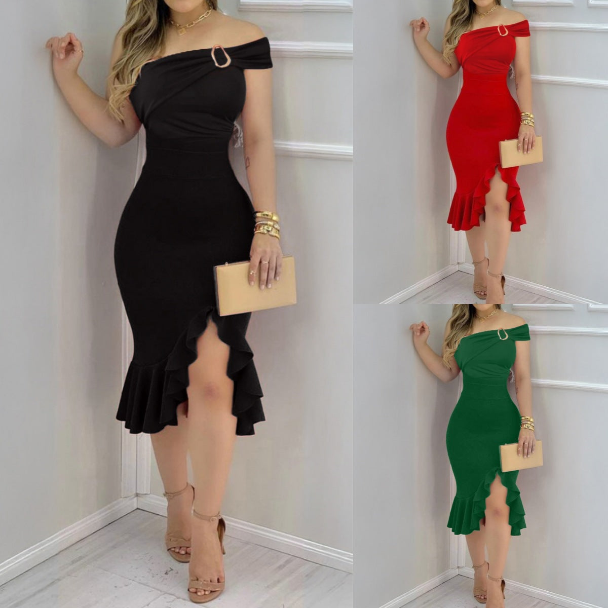 Natacha® | Women'S Evening Dress With Off-The-Shoulder Design And Voluminous Skirt