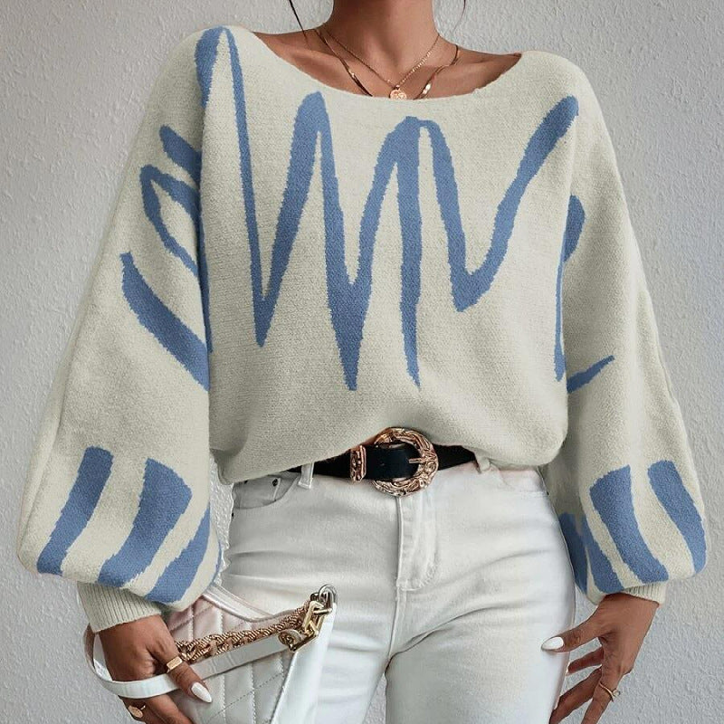 Waleska | Oversized knitted sweater with a wave pattern