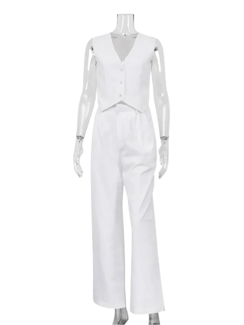 Fatima® | Elegant women's two-piece set business casual sleeveless with wide legs