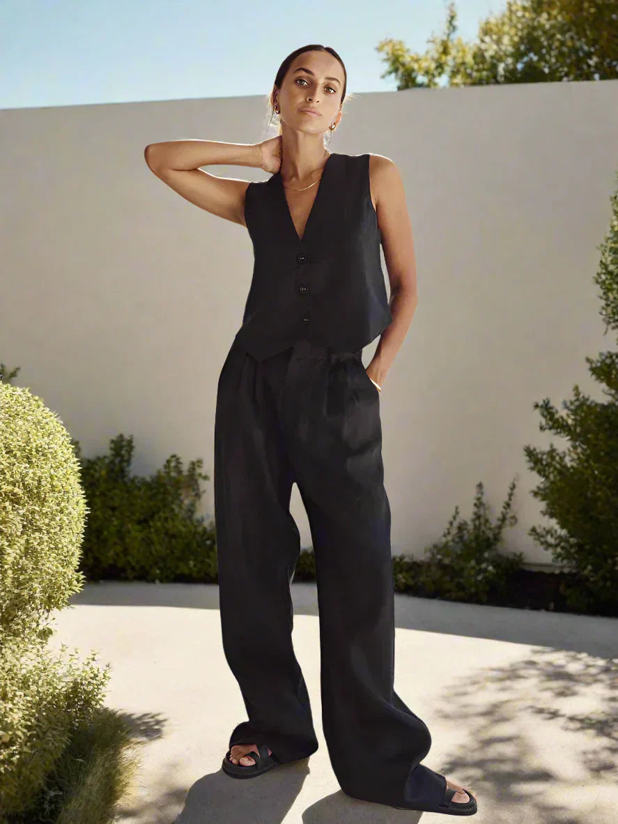 Fatima® | Elegant women's two-piece set business casual sleeveless with wide legs