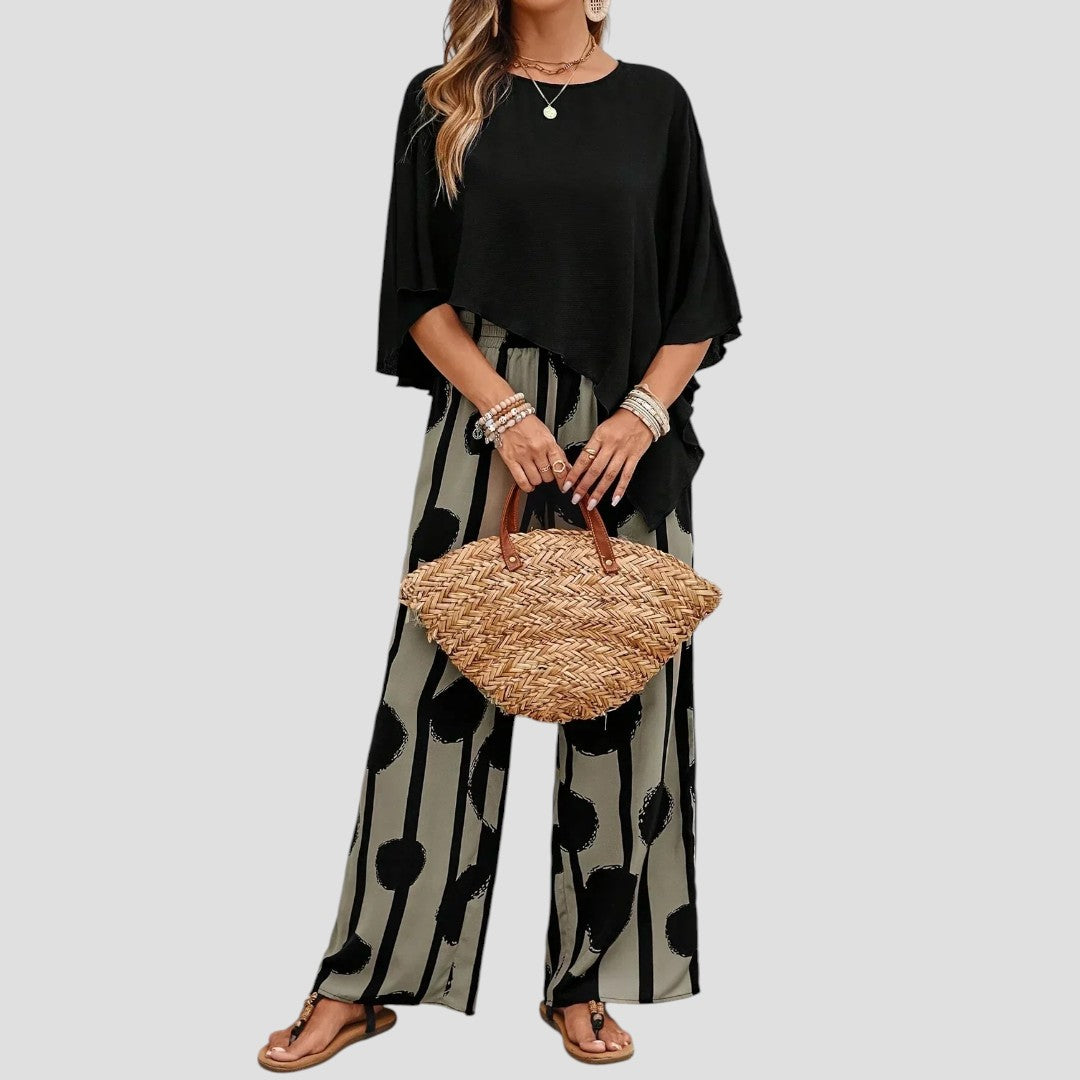 Dominica® | Asymmetric women's set with printed pants