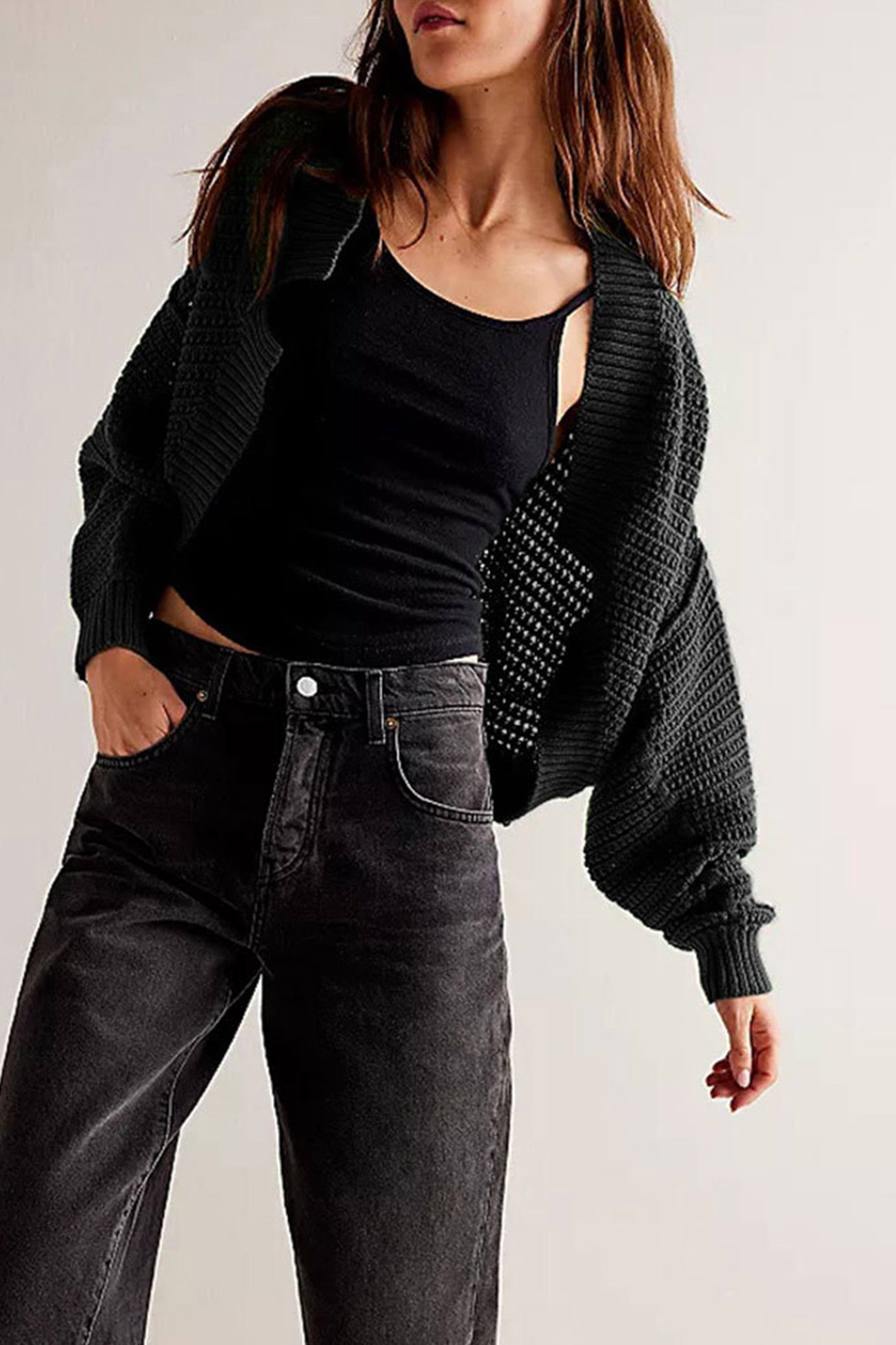 Lotte | Open front cardigan with batwing sleeves