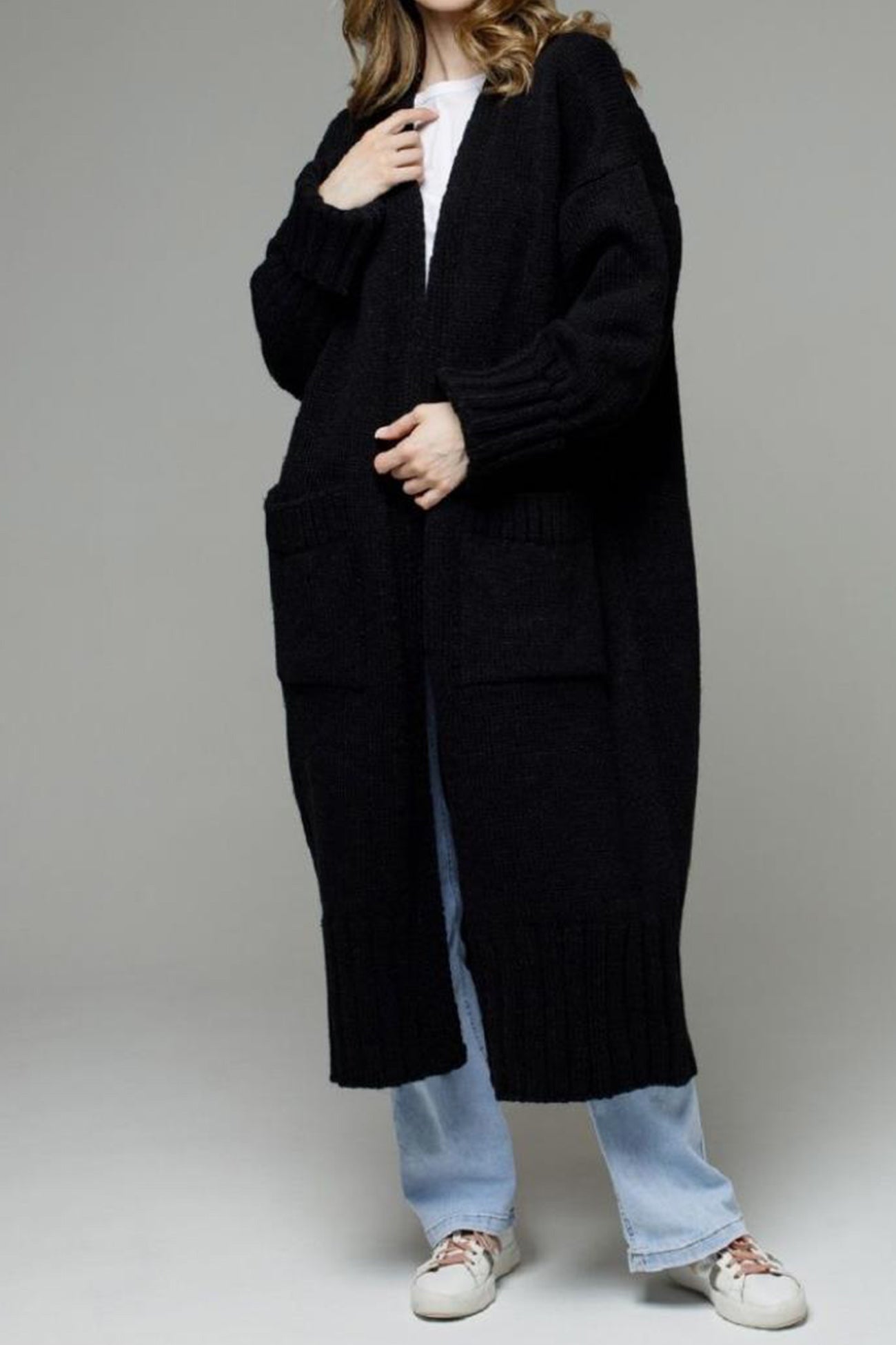 Tania | Long open front cardigan with pockets