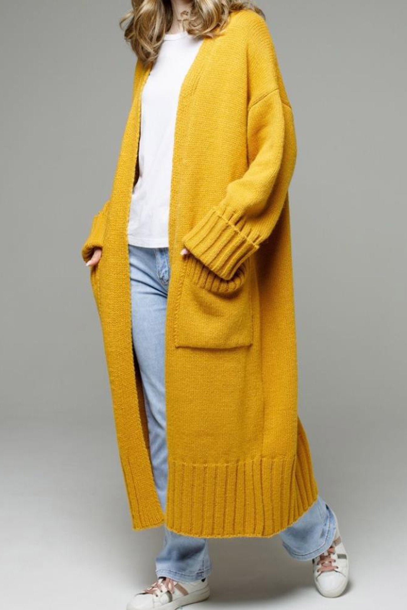 Tania | Long open front cardigan with pockets