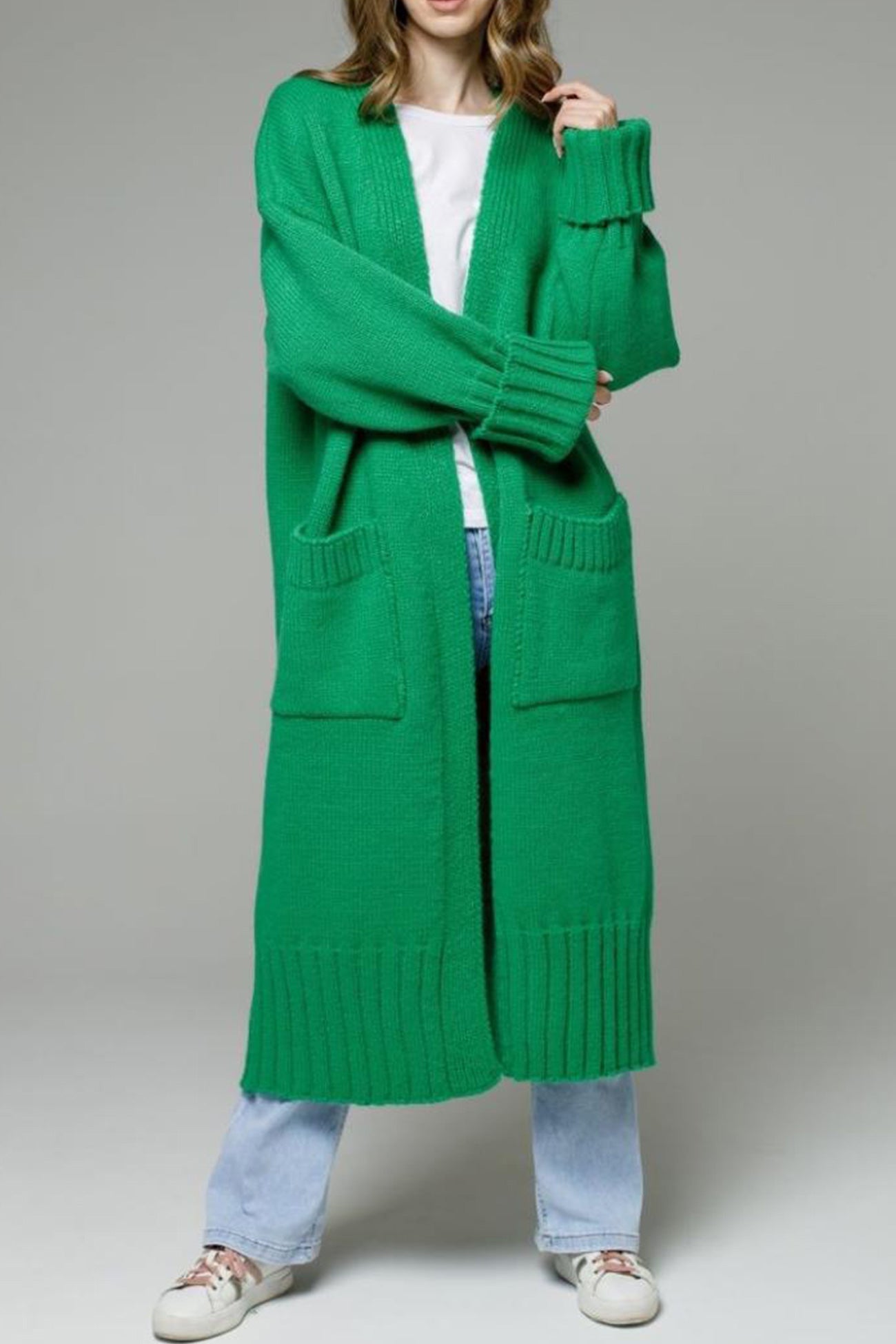 Tania | Long open front cardigan with pockets