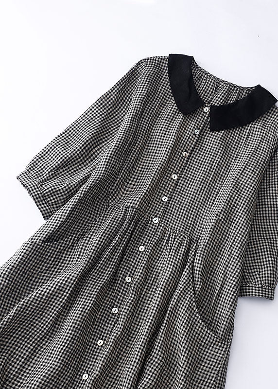 Nélida® | Black Checked Peter Pan Collar Dress