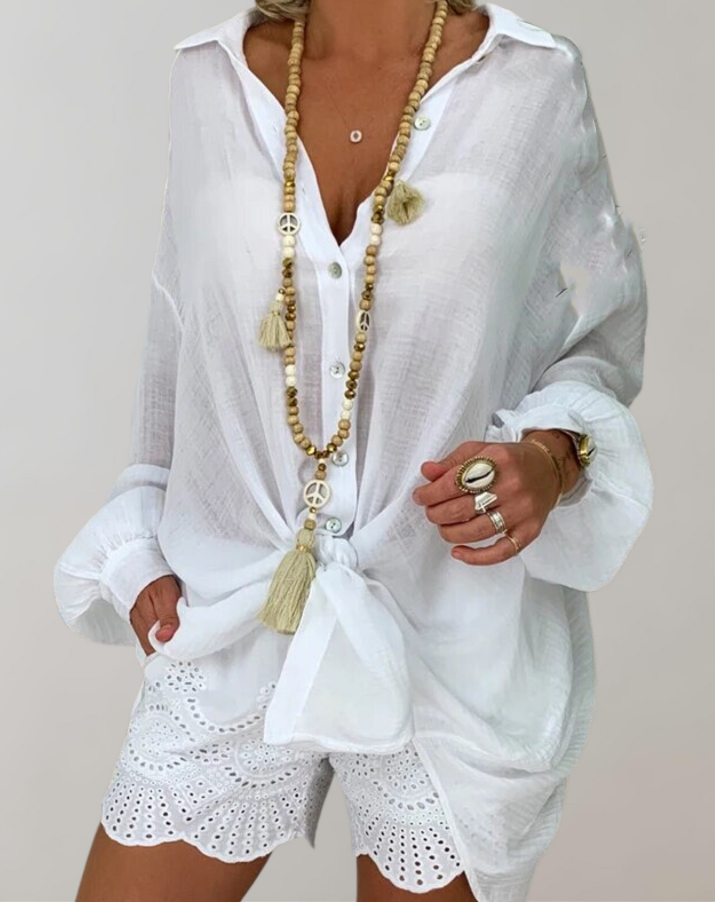 Marcela® | Long-Sleeved Linen Shirt In Plus Sizes