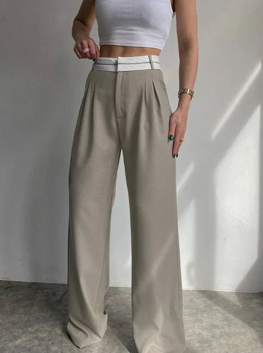 Fátima® | High-Waisted Trousers Straight Wide Leg Cut