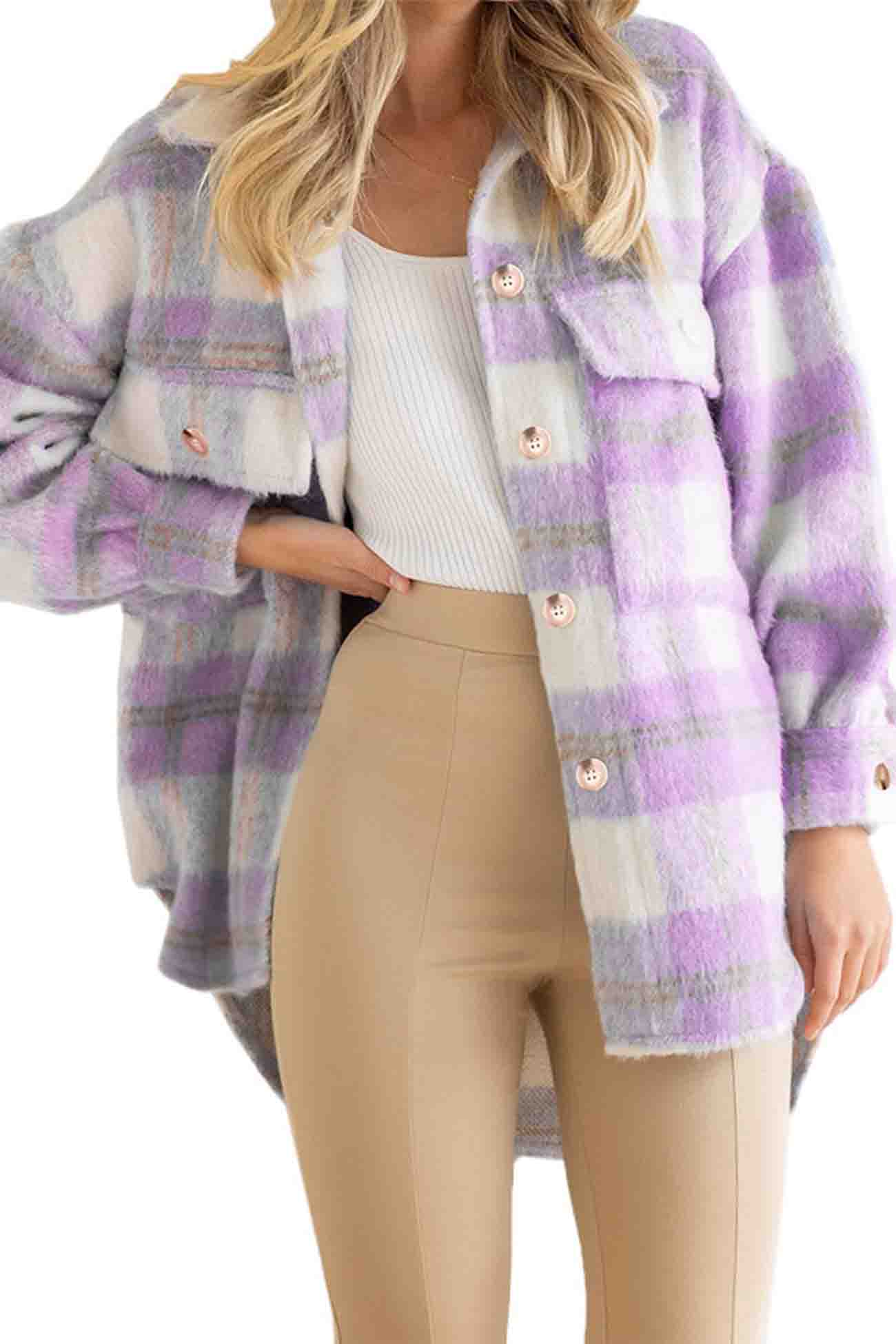 Tereza | Checked mohair coat with buttons