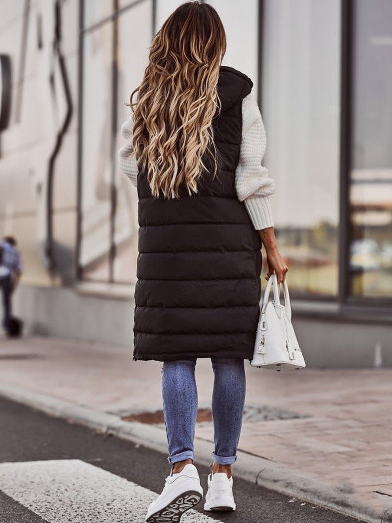 Phoebe | Women's Long Hooded Puffer Vest