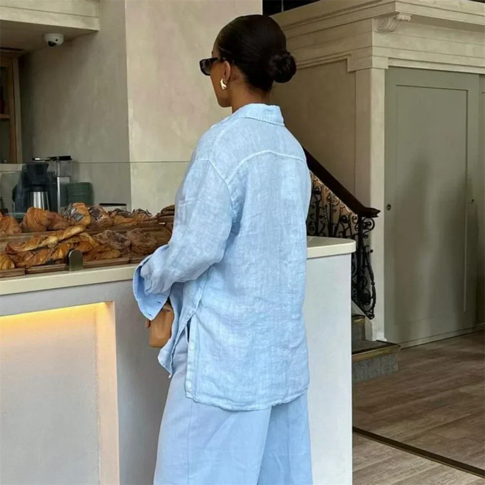 Virginia® | Loose Fit Long Sleeves Linen Women'S Fashion