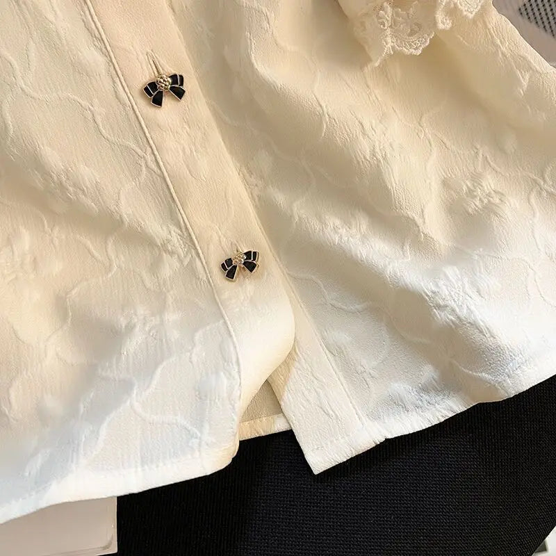 Kirstie® | Blouse With Peter Pan Collar And Puff Sleeves In French Style