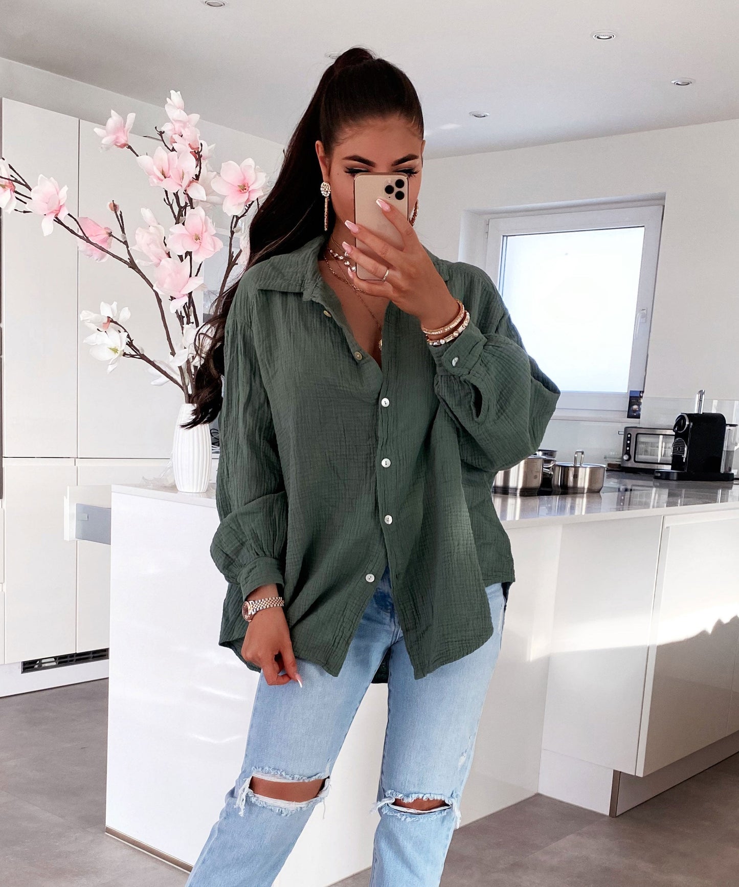 Aure® | Oversize Musselin Bluse