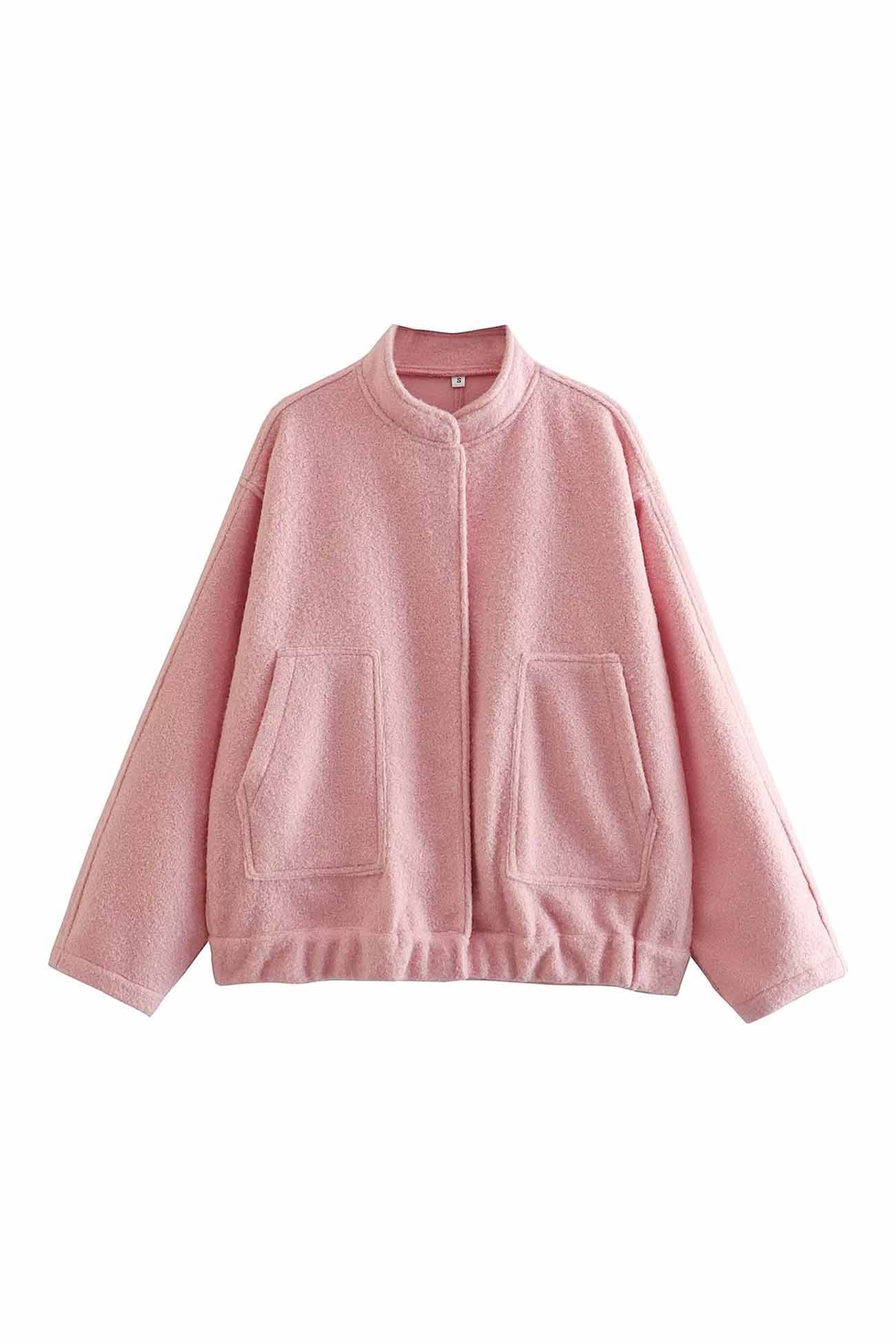 Annika | Solid jacket with stand-up collar and button pocket