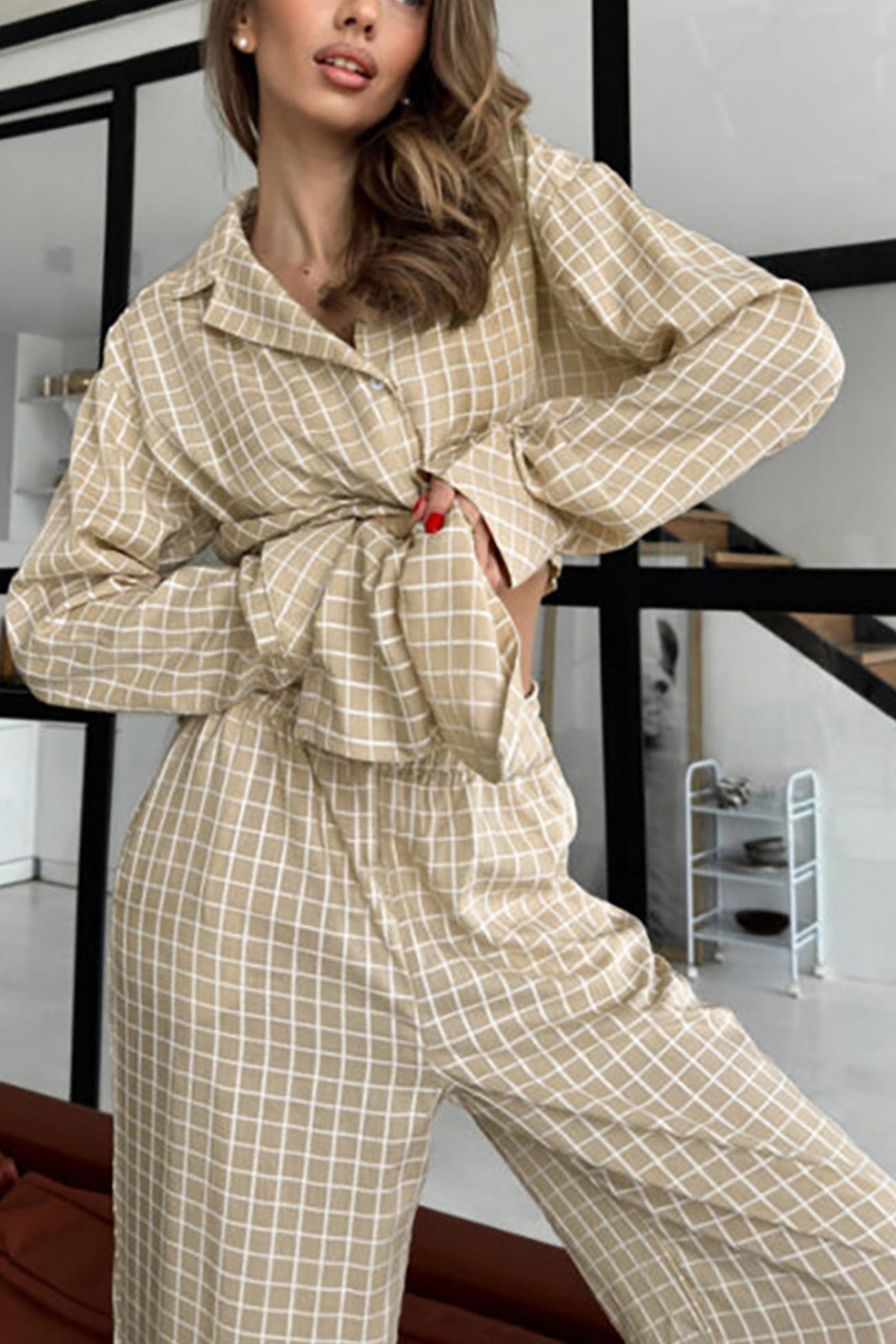 Marina | Checked loungewear with long sleeves