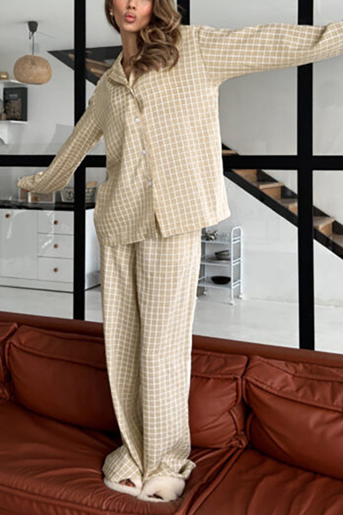 Marina | Checked loungewear with long sleeves