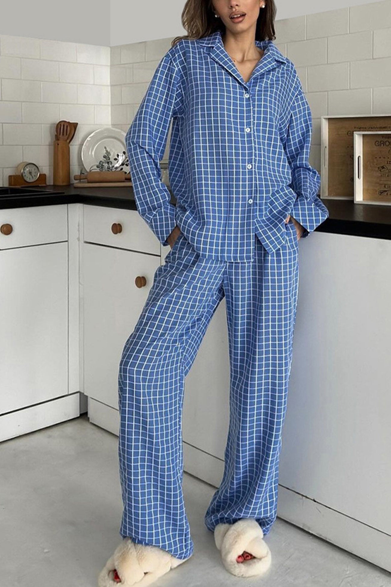 Marina | Checked loungewear with long sleeves