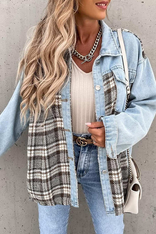 Ilona | Checked patchwork denim jacket