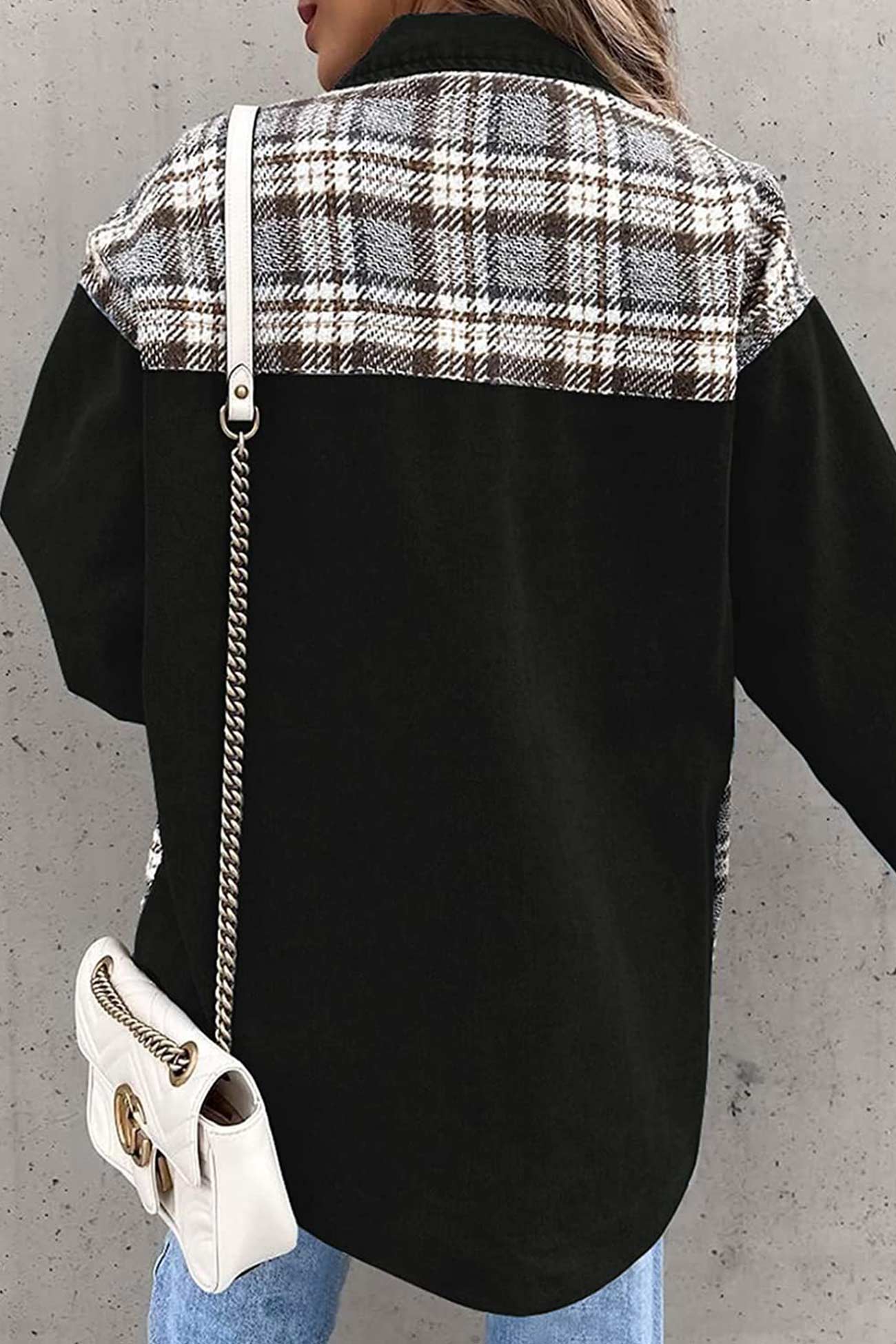 Ilona | Checked patchwork denim jacket