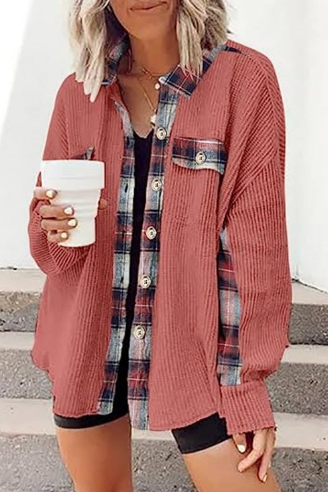 Brigitte | Checked patchwork blouses with irregular hems