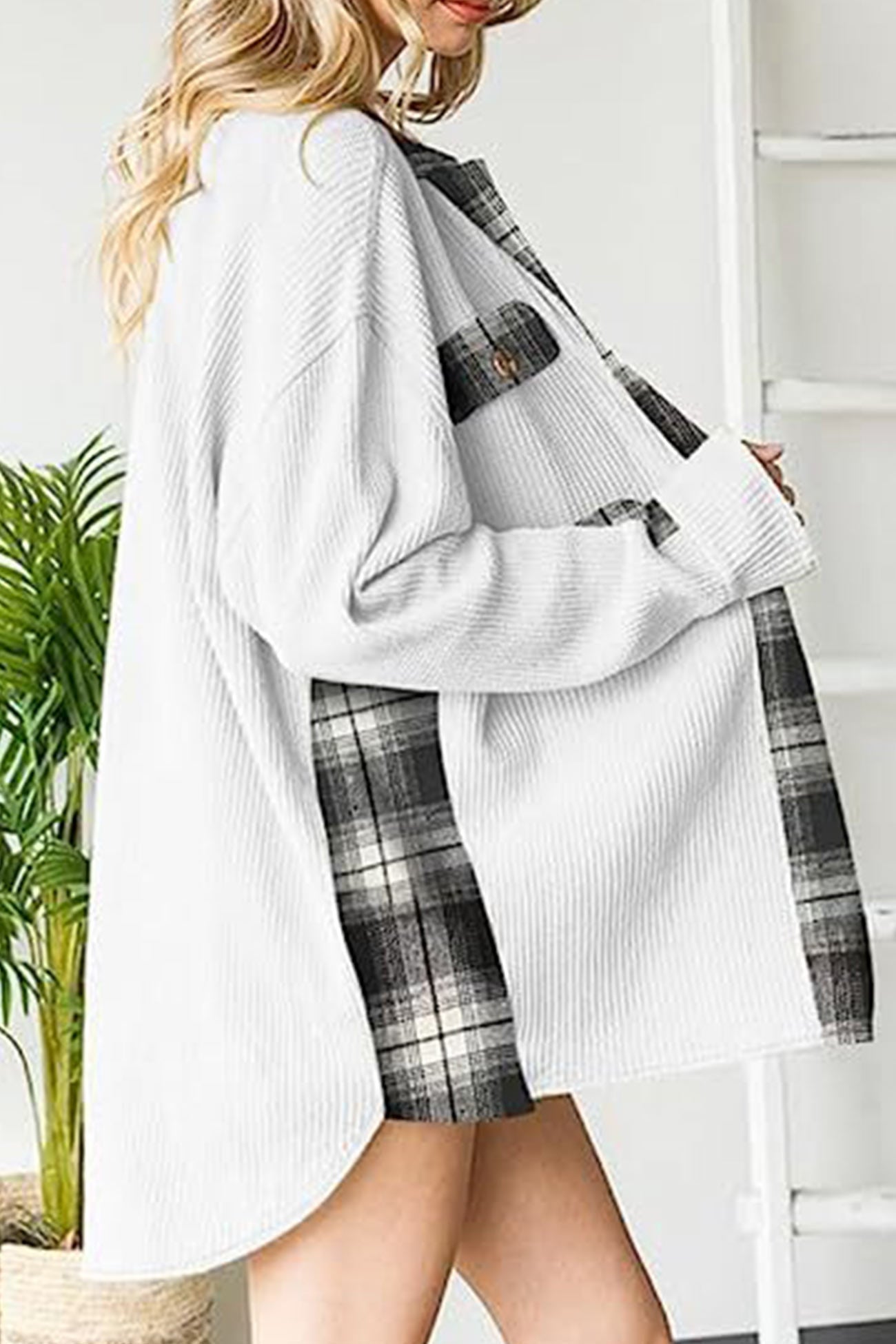 Brigitte | Checked patchwork blouses with irregular hems